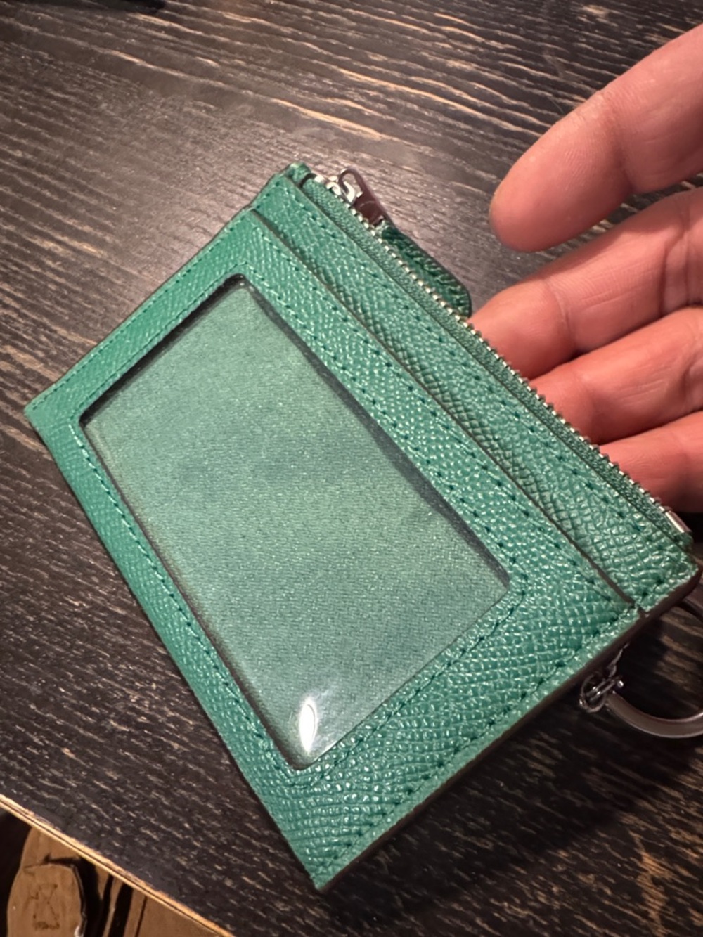 Coach Teal Pebble Leather Card and coins Case - Picture 2 of 6